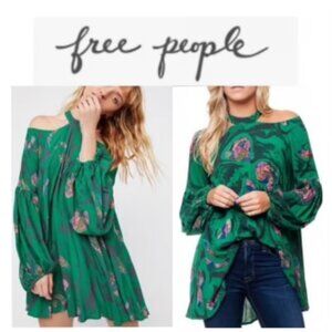 Free People Green Drift Away Printed Tunic Dress/ Top